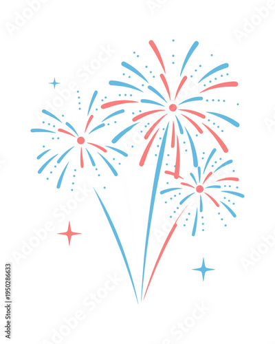 A colorful fireworks display with blue and red sparks