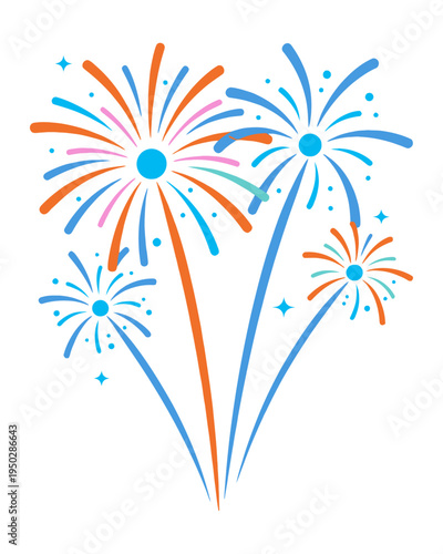 A colorful firework explosion on a white background