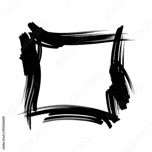 Black brushstroke frame in abstract artistic style  