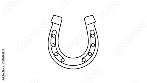 Black outline icon of a classic horseshoe representing good luck, equine sports, and blacksmith craftsmanship.