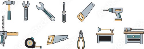 Colorful Illustration of Basic Hand Tools