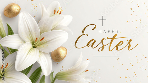 White Easter card with white lilies.