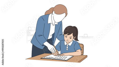 Mentorship in Education: A teacher guiding student through a lesson.