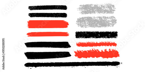 Mega Bundle of 12 Artistic Brush Strokes in Red Black and Grey for Urban Streetwear Design.