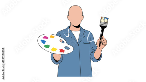 Artisan at Work: An artist, palette in hand, poised with a brush, ready to bring vibrant colors to life. Capturing the essence of creativity.