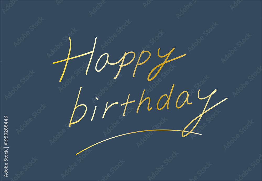 Obraz premium Happy Birthday handwritten lettering on dark blue background vector greeting design