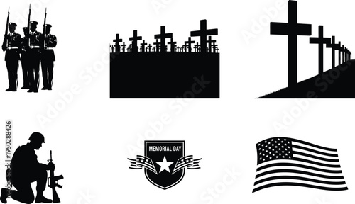Memorial day tribute with patriotic and military symbols