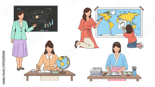 Education in action: Women engaged in the act of teaching