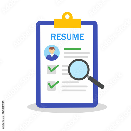 Resume Review with Magnifying Glass Illustration