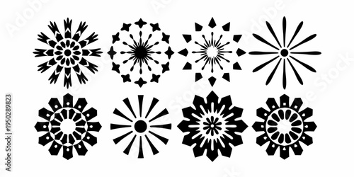 Black snowflakes on a white background