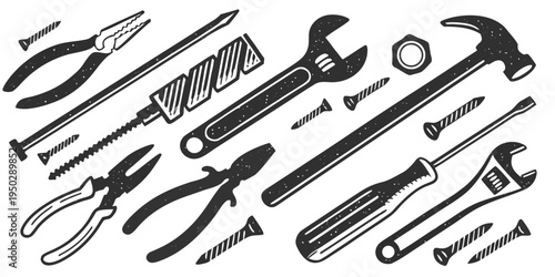 A collection of various hand tools