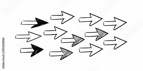 A group of arrows pointing to the right