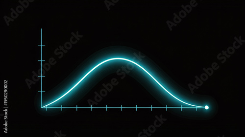 Glowing blue neon graph line chart on black background