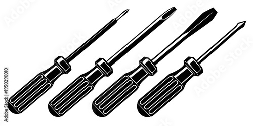 Four black screwdrivers with different tips