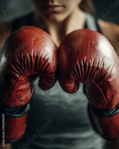 Close-Up of Red Boxing Gloves Held by Athlete in Athletic Setting