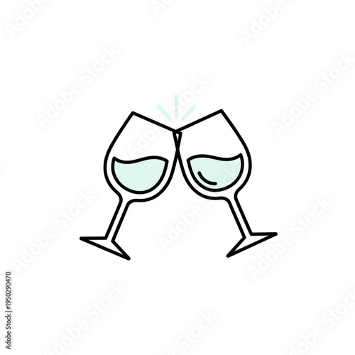 Two wine glasses clinking in a toast, celebration, cheers, party, happy moment