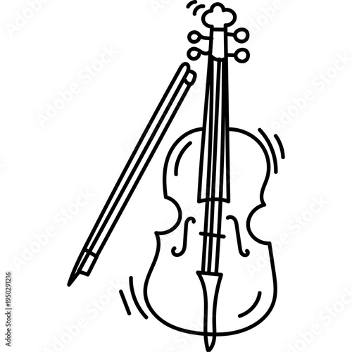 Cello and Bow Outline Icon
