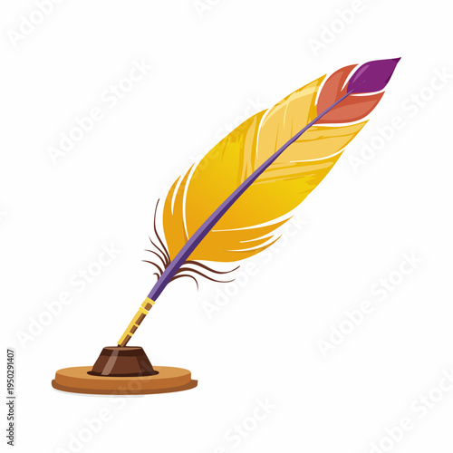 Elegant Quill Pen and Inkwell Illustration