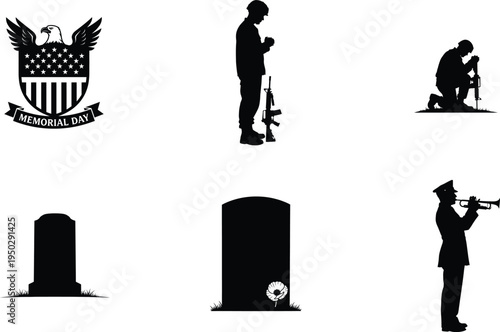 Memorial day tribute with patriotic symbols and fallen heroes