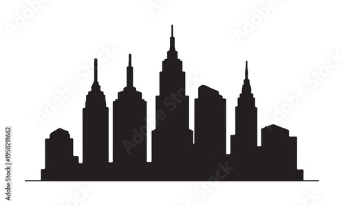 City skyline silhouette with skyscrapers and tall buildings  urban landscape  cityscape