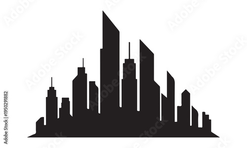 City skyline silhouette with tall skyscrapers and buildings  urban landscape