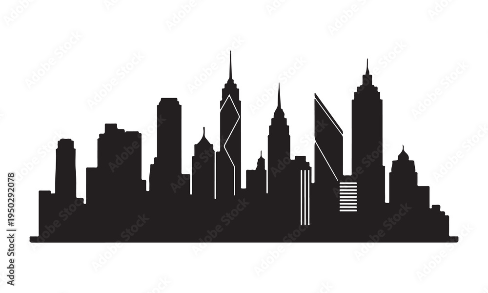 Obraz premium City skyline with modern skyscrapers and buildings silhouette urban landscape
