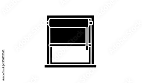 Roller window blinds solid icon interior window cover mechanism vector illustration isolated on white