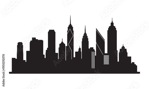 City skyline with modern skyscrapers and buildings silhouette  urban landscape