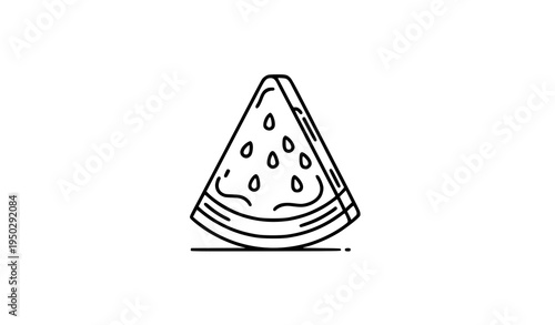 Watermelon slice line art icon fresh summer fruit outline vector illustration isolated on white background