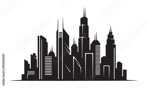City skyline with tall buildings and skyscrapers in modern architecture  urban landscape