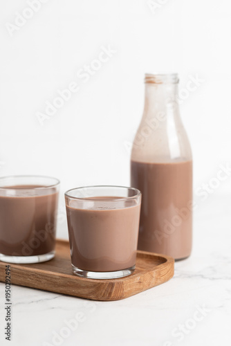 Wallpaper Mural Chocolate milk in glass on a light countertop Torontodigital.ca