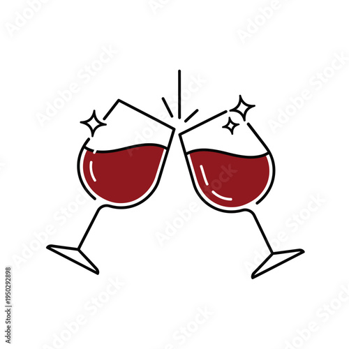 Two glasses of red wine clinking in a toast, celebrating a special occasion.