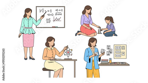 The Pursuit of Knowledge: An illustrative exploration of an educator's multifaceted role, guiding students through the wonders of learning, discovery, and growth.