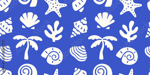 Marine sea ocean pattern with shells