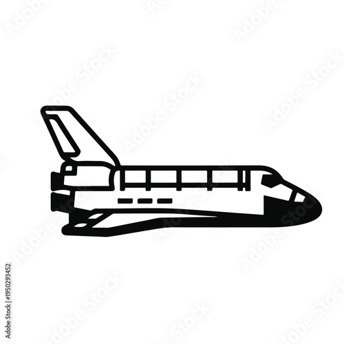 Space shuttle in flight isolated on white background