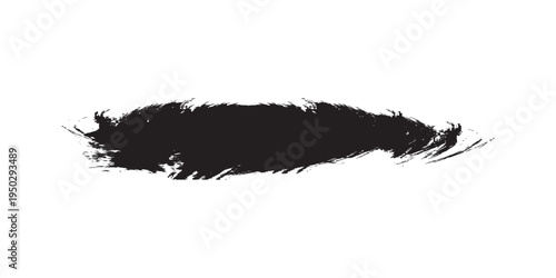 Black Ink Brush Stroke on White Background.