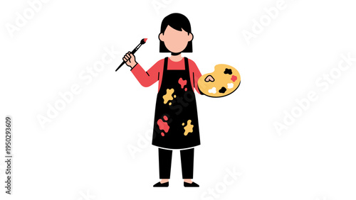 Artistic Expression: An artist, palette in hand, poised with a paintbrush, ready to transform a blank canvas into a vibrant masterpiece.