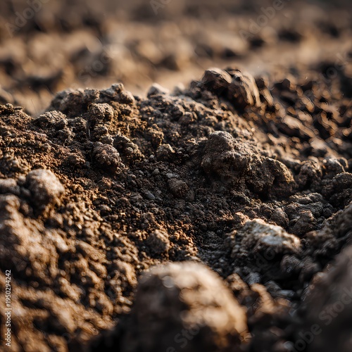 Close-Up View of Rough Soil and Earth Textures in Natural Landscape