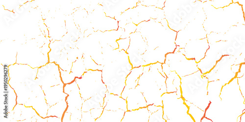 Cracked Earth Dry Ground Texture With Orange and Yellow Veins Abstract Drought Background