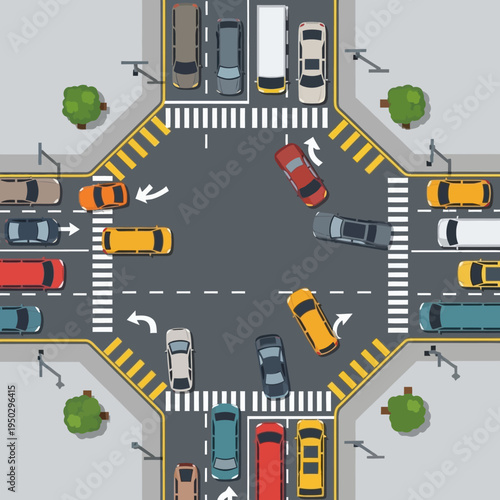 Busy Intersection Traffic Jam