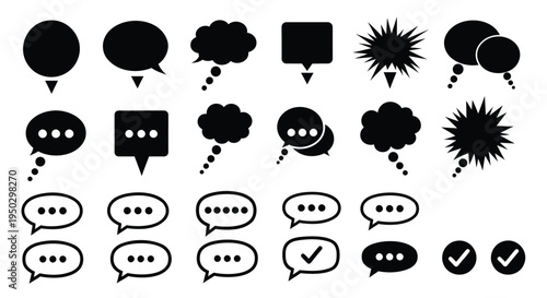 Set of 25 speech bubbles and chat icons vector