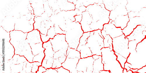 Red Cracked Texture Background With Abstract Fracture Pattern and Dry Earth Lines