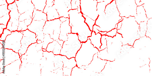 Red Cracked Texture Background With Abstract Fracture Pattern and Dry Earth Lines