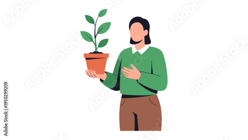 Nurturing Life's Growth: A person tenderly cradles a potted plant, symbolizing care and the nurturing of life. This image embodies themes of growth, sustainability, and environmental consciousness.