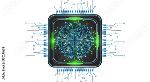 A futuristic representation of Artificial Intelligence.  PNG, isolated on white background
