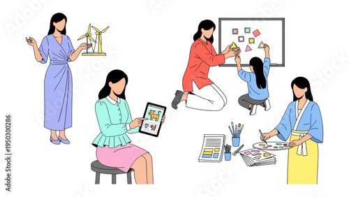 Diverse Female Perspectives: A composite image showcases women engaged in various activities, each representing a unique interest, hobby or profession.