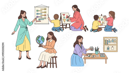 Nurturing Minds, Shaping Futures: Educators and children engage in a variety of activities, promoting learning and creativity, fostering growth and exploration. 