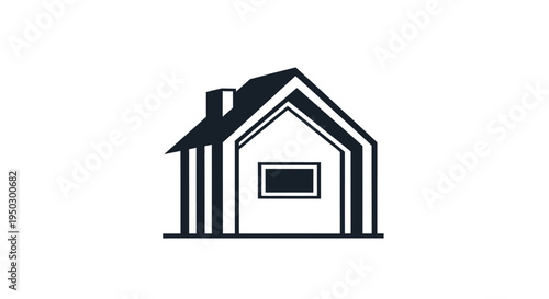 Simple black house icon with a window, representing home and real estate, isolated white background.