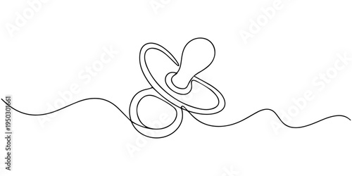 continuous one line drawing Vector line art baby pacifier icon