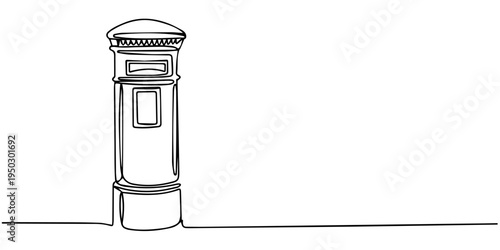 continuous one line drawing Vector illustration of a mailbox
